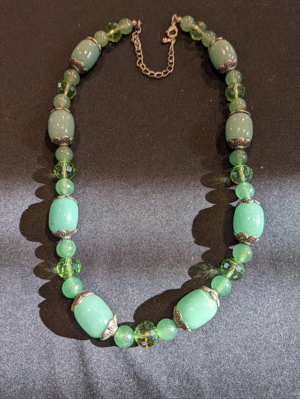 Jade Beaded Statement Necklace 9.5